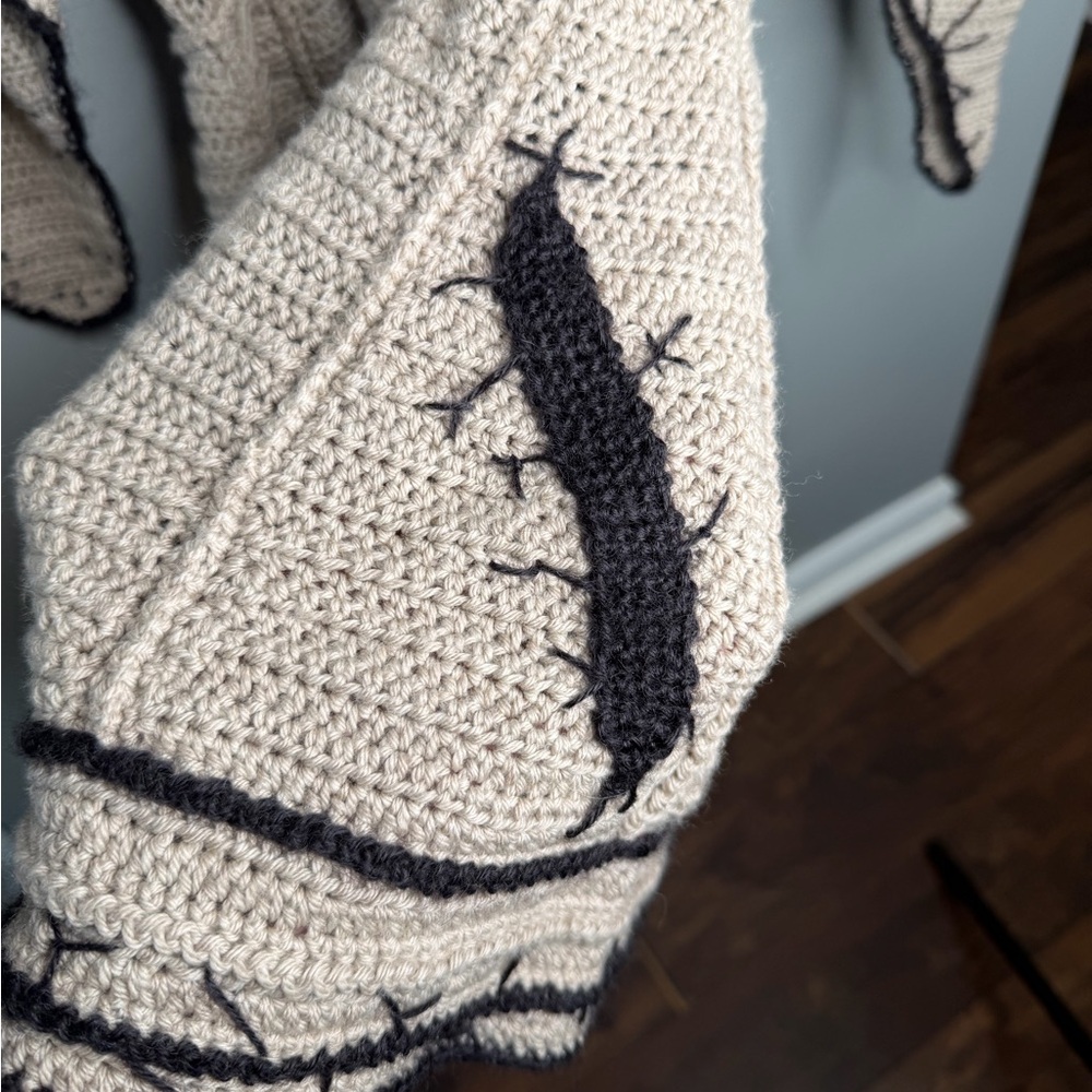 Oogie Boogie Nightmare Before Christmas Handmade Crocheted Hooded Cardigan Etsy - Picture 8 of 11